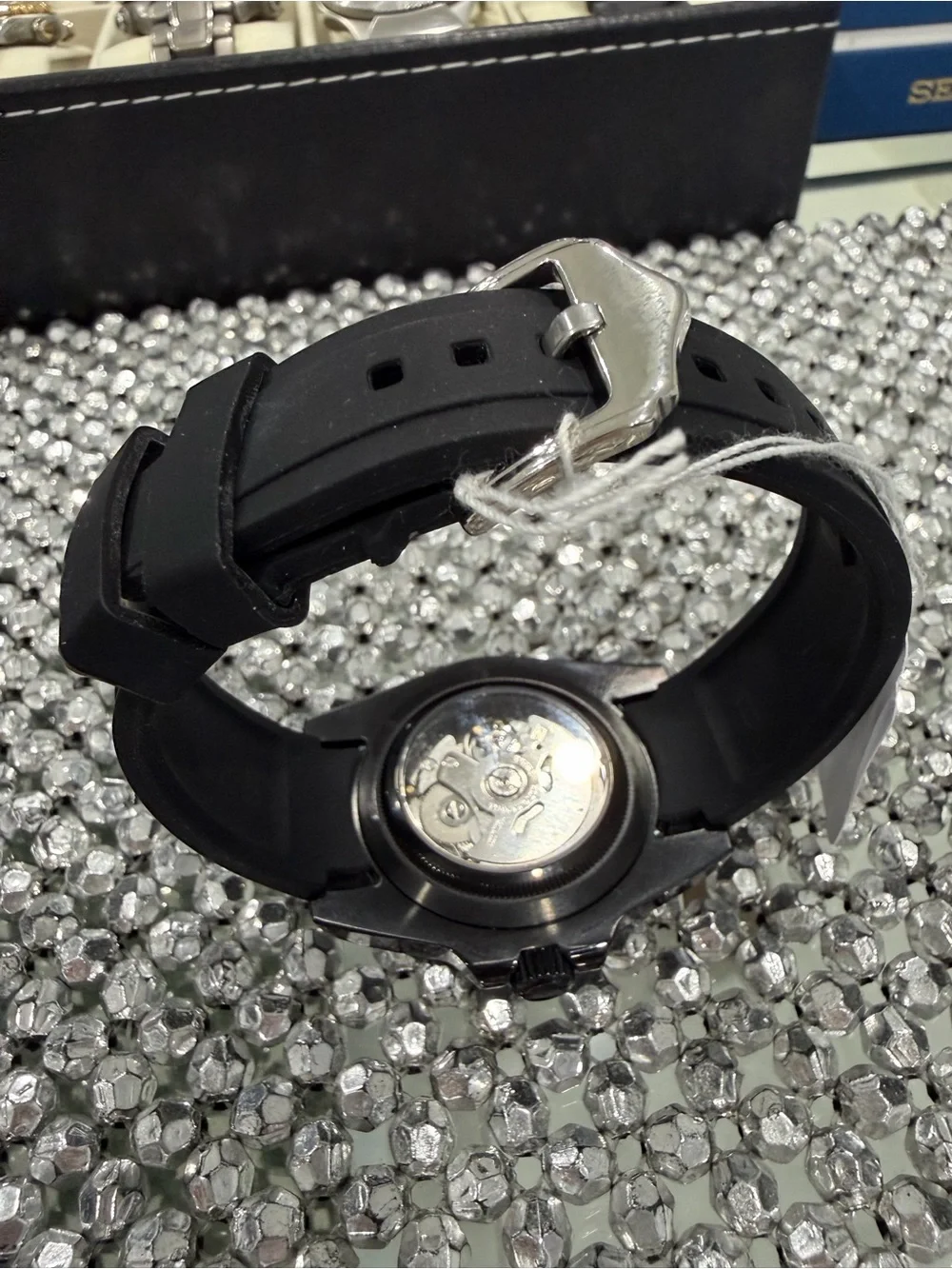 Seiko Men's Black Watch with Orange Hands and Markers